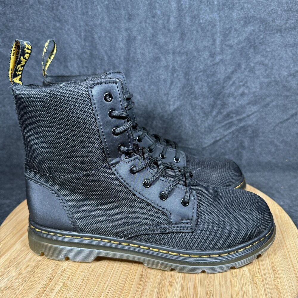 Dr Martens Combs Black Canvas Combat High Top Boots Womens 6